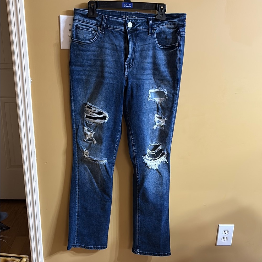Maurices Blue boot cut  Jeans with Distressed Details